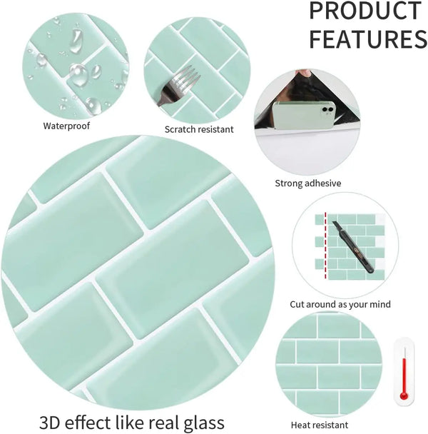 Strong Adhesive Subway Tiles Vinyl Wallpaper Peel and Stick