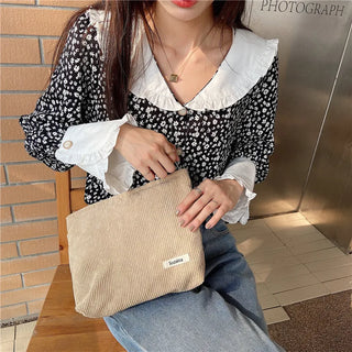 Buy apricot Corduroy Travel Cosmetic