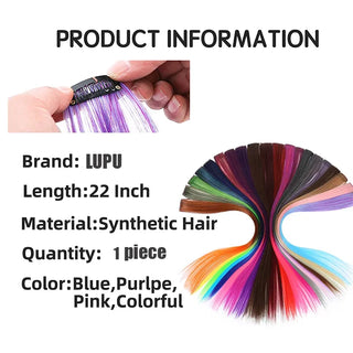 22 Inch Synthetic Colored Highlight Hair Extensions