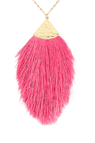 Buy hot-pink Tassel Pendant Necklace