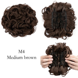 Buy medium-brown LARGE Comb Clip in Curly Hair Extension