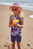 Marina Lycra Modest Swimwear for Girls - Colorful/Navy Blue - K2407