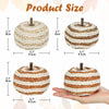Hollyone Fall Pumpkin Decor 3 PCS Faux Rattan Pumpkins Small Orange Brown