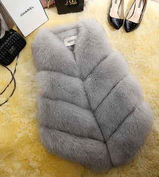 Buy light-grey Faux Fur Sleeveless Vest