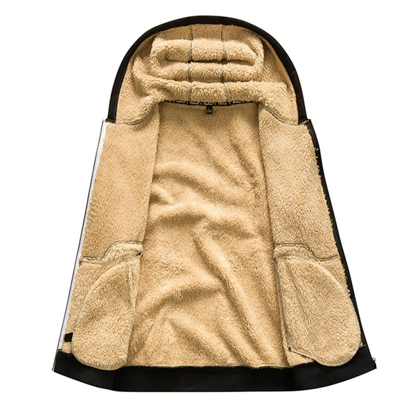 Winter Lambswool Coats Zipper Hoodies Thicken Warm Jackets Long Sleeve Sweatshirts Casual Sports Fleece Black Hooded Coats
