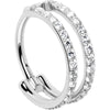 18G Double Row Micro Gem Implant Grade Titanium Hinged Double Hoop Nose Ring