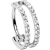 18G Double Row Micro Gem Implant Grade Titanium Hinged Double Hoop Nose Ring