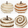 Hollyone Fall Pumpkin Decor 3 PCS Faux Rattan Pumpkins Small Orange Brown