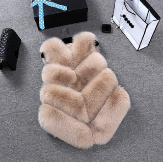 Buy khaki Faux Fur Sleeveless Vest