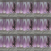 Purple and white long acrylic nails