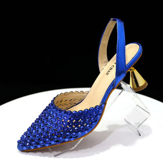 Buy only-shoes-blue Diamond Pointed Toe Wedding Shoe and Bag Set for Party