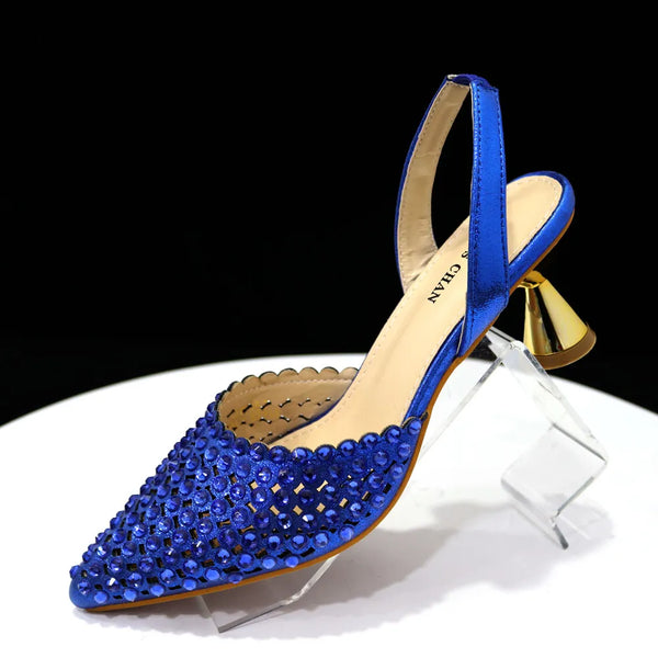 Diamond Pointed Toe Wedding Shoe and Bag Set for Party