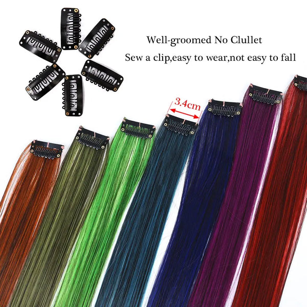 Synthetic Rainbow Highlighted Hair