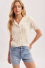 POINTELLE BUTTON DOWN SHIRT KNIT CARDIGAN: IVORY