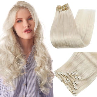Buy 60-platinum-blonde Double Weft Hair Extensions Human Hair for Woman