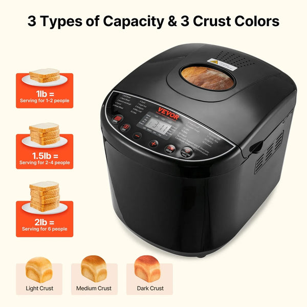 19-in-1 Bread Maker: Automatic Compact Dough Machine
