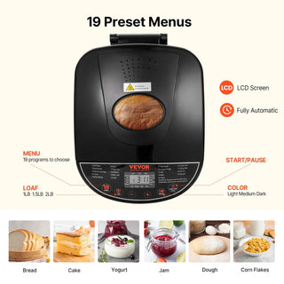 19-in-1 Bread Maker: Automatic Compact Dough Machine