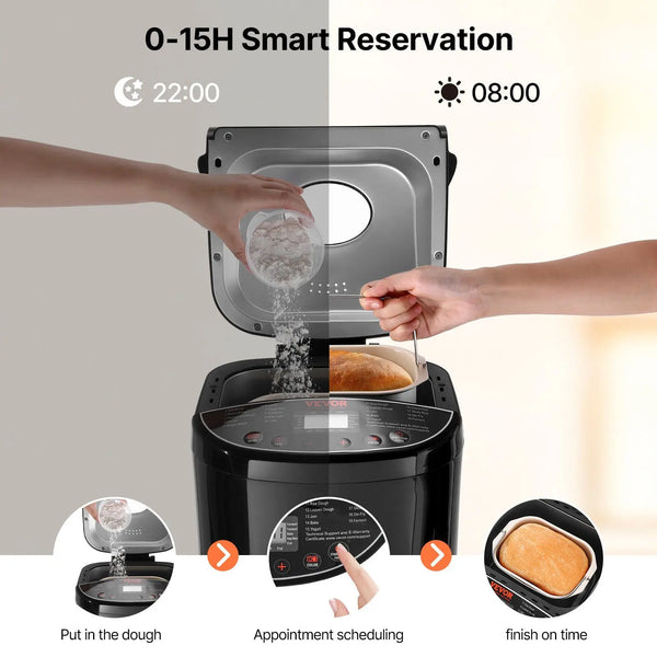 19-in-1 Bread Maker: Automatic Compact Dough Machine