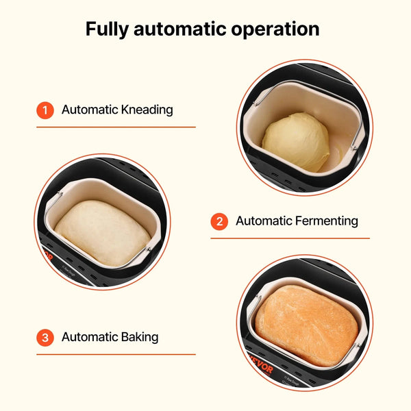 19-in-1 Bread Maker: Automatic Compact Dough Machine