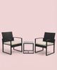 3-Piece Outdoor Patio Furniture Set – Wicker Chairs + Bar Table with Cushions