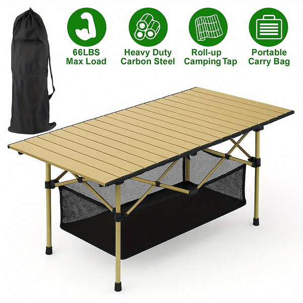 Portable Folding Camping Table for 4-6 People Adjustable Height Picnic BBQ Table