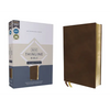 Niv, Thinline Bible, Passaggio Setting, Leathersoft, Brown, Red Letter, Comfort Print: Elegantly Uniting Single and Double Columns Into One Passaggio - Imitation Leather