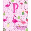 Composition Notebook P: Pink Flamingo Initial P Composition Wide Ruled Notebook - Paperback