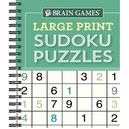 Brain Games - Large Print Sudoku Puzzles (Green) - Spiral