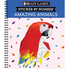 Brain Games - Sticker by Number: Amazing Animals (13 Images to Sticker) - Spiral