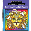 Brain Games - Sticker by Number: Mosaic Animals (28 Images to Sticker) - Spiral