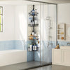 4-Tier Corner Shower Organizer Telescopic Pole Rustproof Bathroom Storage Black
