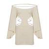 Women Clothing Crossover Lace Up Cutout Off Shoulder Batwing Sleeve Designer Dress