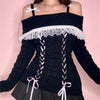 Coquette Off Shoulder Ribbon Sweater