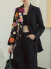 TWOTWINSTYLE Hit Color Spliced Appliques Fashion Blazers for Women Lapel Long Sleeves Patchwork Bead Temperament Blazer Female