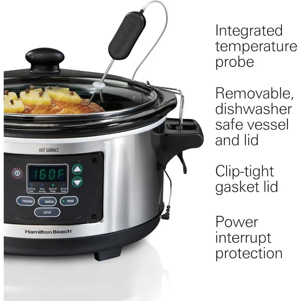 Hamilton Beach Portable 6 Quart Set & Forget Digital Programmable Slow Cooker