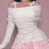 Coquette Off Shoulder Ribbon Sweater