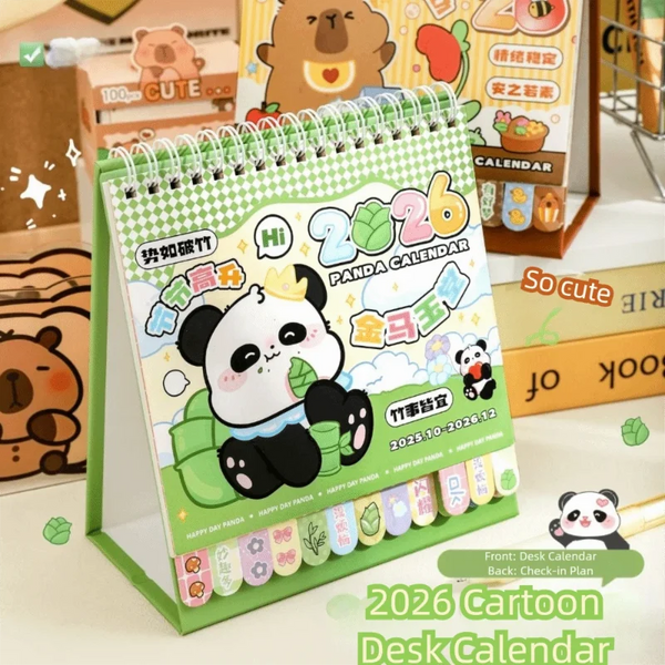Kawaii Panda 2026 Desk Calendar