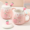 Pink Strawberry Mug With Lid & Spoon