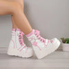 Kawaii White & Pink Platform Boots