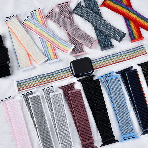 Nylon Band for Apple Watch Strap 49mm 45mm 41mm 44mm 40mm 42mm 46mm Adjustable Elastic Bracelet iWatch Ultra Serie 10 9 5 SE 678