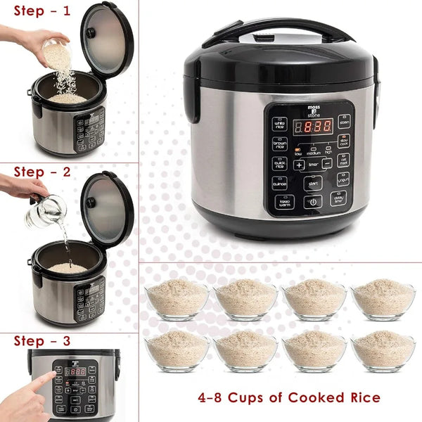Moss & Stone Rice Steamer With 10 Preset Settings