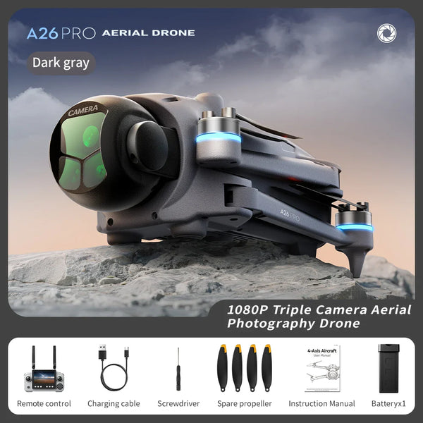 Lenovo A26 Pro FPV HD Drone  4K Triple Camera Brushless Motor Obstacle Avoidance Foldable RC Quadcopter Drone for Adults Kids