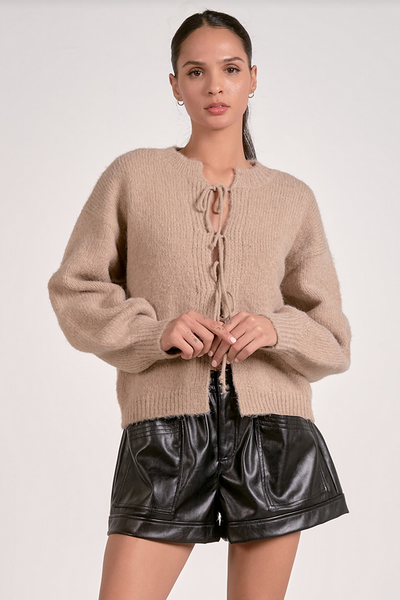 The Cozy Tie Cardigan: Macchiato