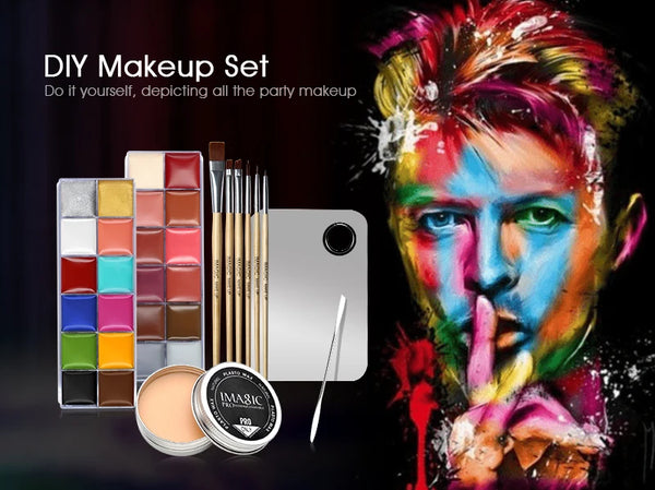IMAGIC Professional  Makeup  Cosmetics 1 X12 Colors Body Painting+Skin Wax+professional Makeup Remover Makeup Set Tools