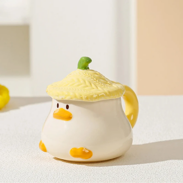 Kawaii Duck Mug With Lid