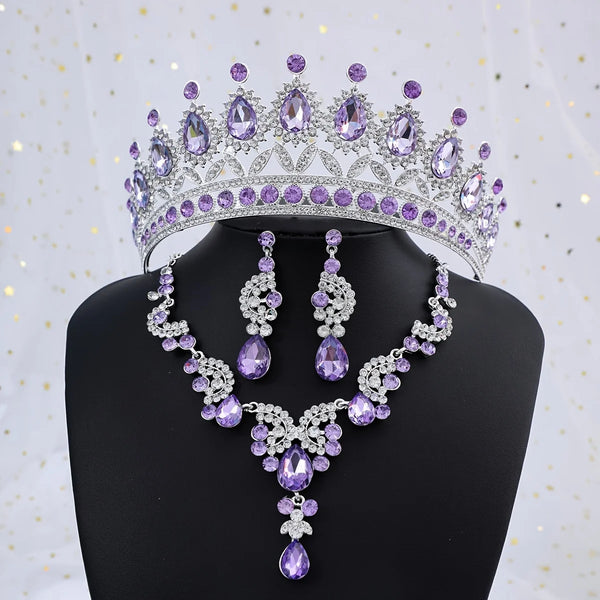 Crown Necklace Earring Jewelry Set Gift