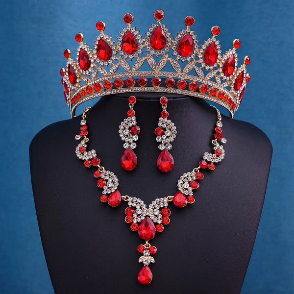 Crown Necklace Earring Jewelry Set Gift