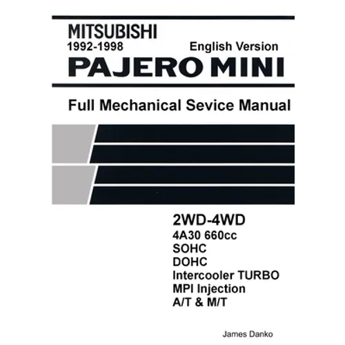 Mitsubishi Pajero Mini 660cc English Mechanical Factory Service Manual - Paperback