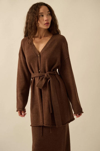 Promise the Label Belted Button-Front Cardigan