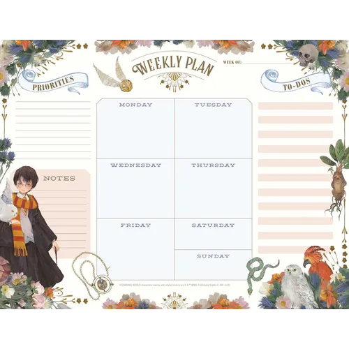 Harry Potter: Floral Fantasy Weekly Planner Notepad - Paperback